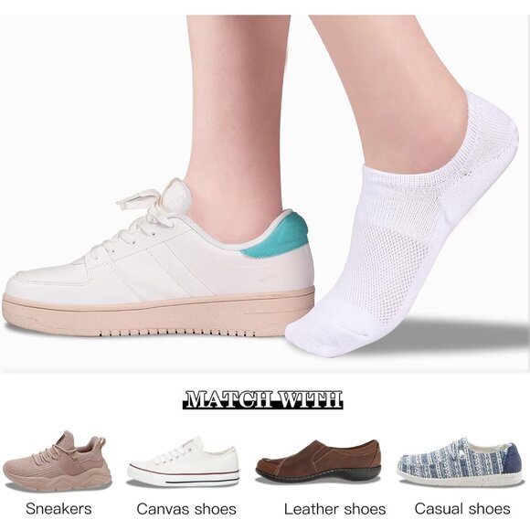 No Show Socks Womens Cotton Low Cut Non Slip Casual Socks Invisible Flat Boat Li - Picture 2 of 7